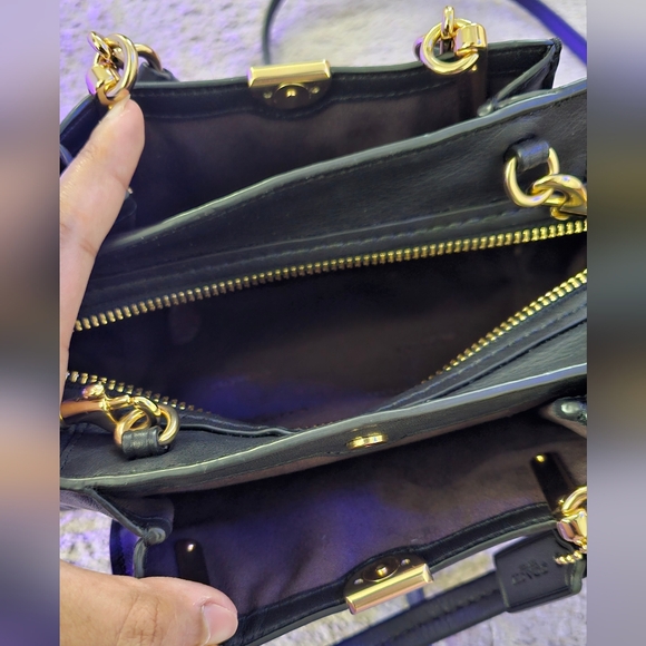 Coach Mini Black Purse with Gold Accents,  Three Pockets, New - Picture 5 of 7